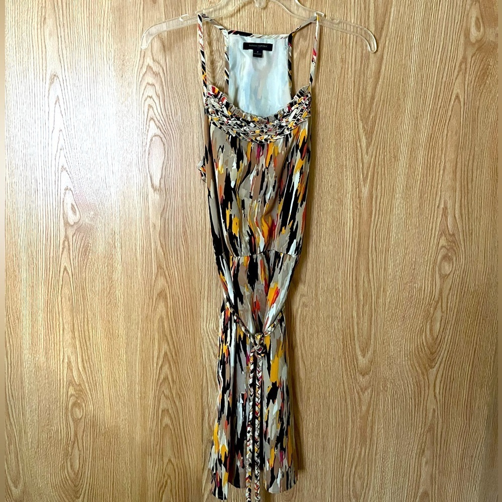 Banana Republic Braided Ruffle Belted Slip Sundress Midi Dress